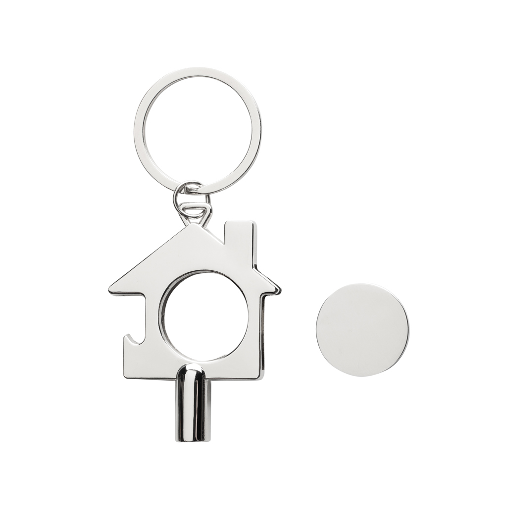 3-in-1 Schlüsselring aus RCS rec. Zinklegierung, silber