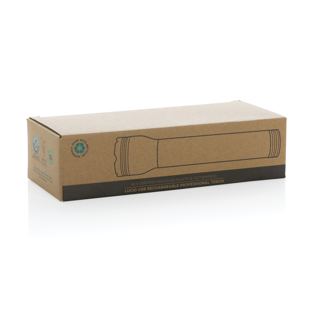 Lucid 5W Taschenlampe aus RCS recyceltem Kunststoff & Bambus, schwarz