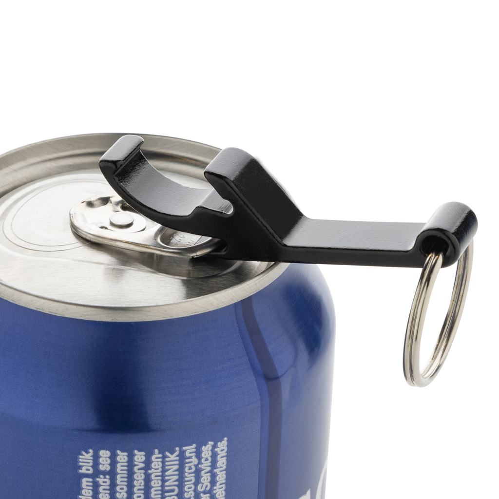 Flaschen- und Dosenöffner aus RCS recyceltem Aluminium, schwarz