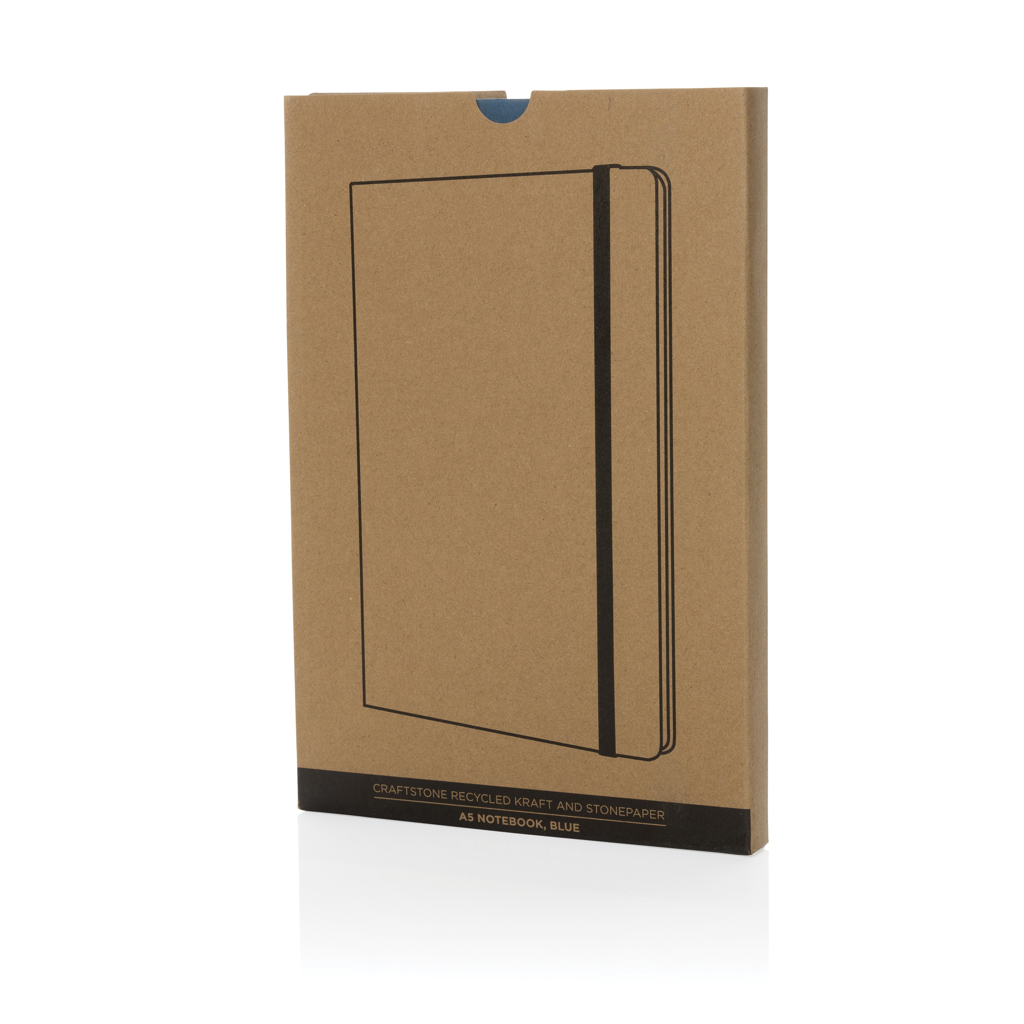 Craftstone A5 Notizbuch aus recycelt. Kraft- und Steinpapier, blau