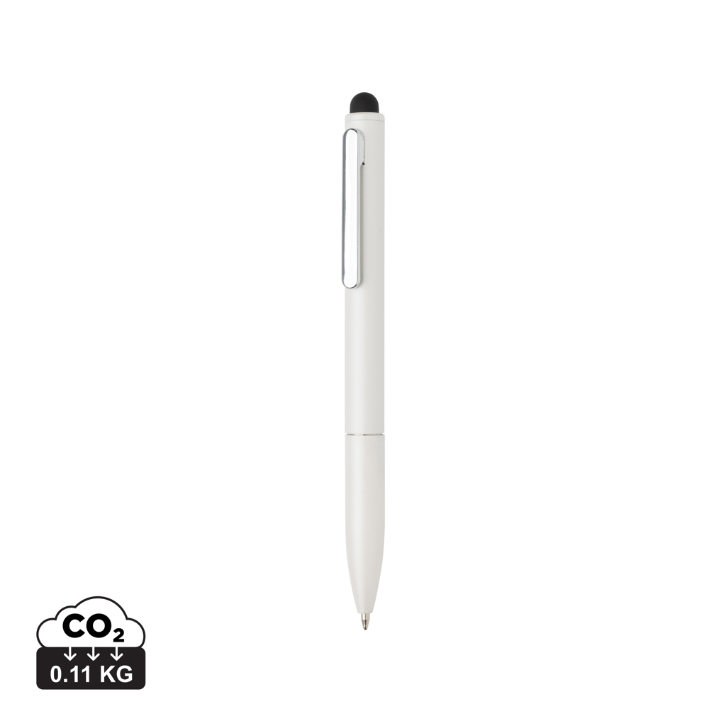 Kymi Stift mit Stylus aus RCS recyceltem Aluminum, weiß