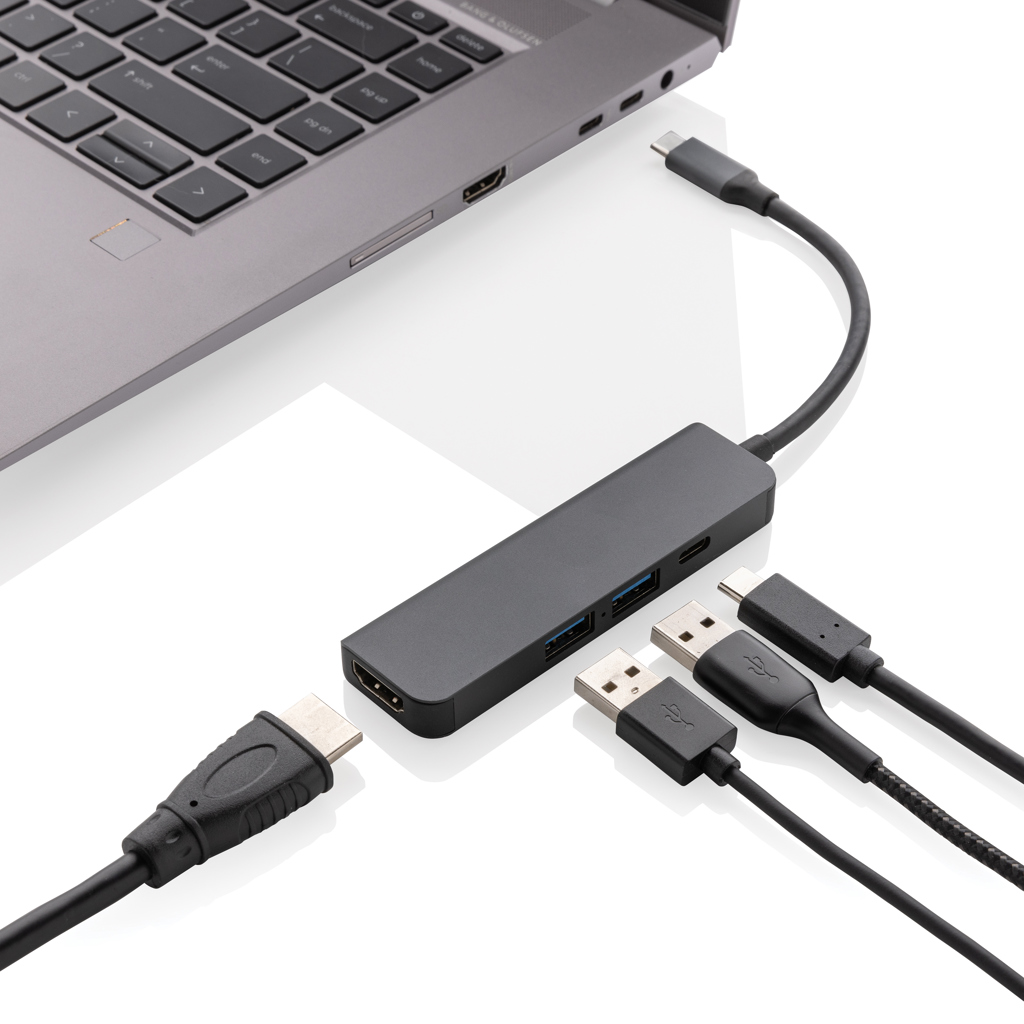 Terra Hub aus RCS recyceltem Aluminium mit HDMI-Input, grau
