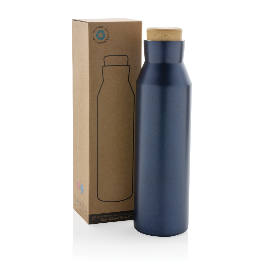 Gaia Vakuumflasche aus RCS recyceltem Stainless-Steel, blau