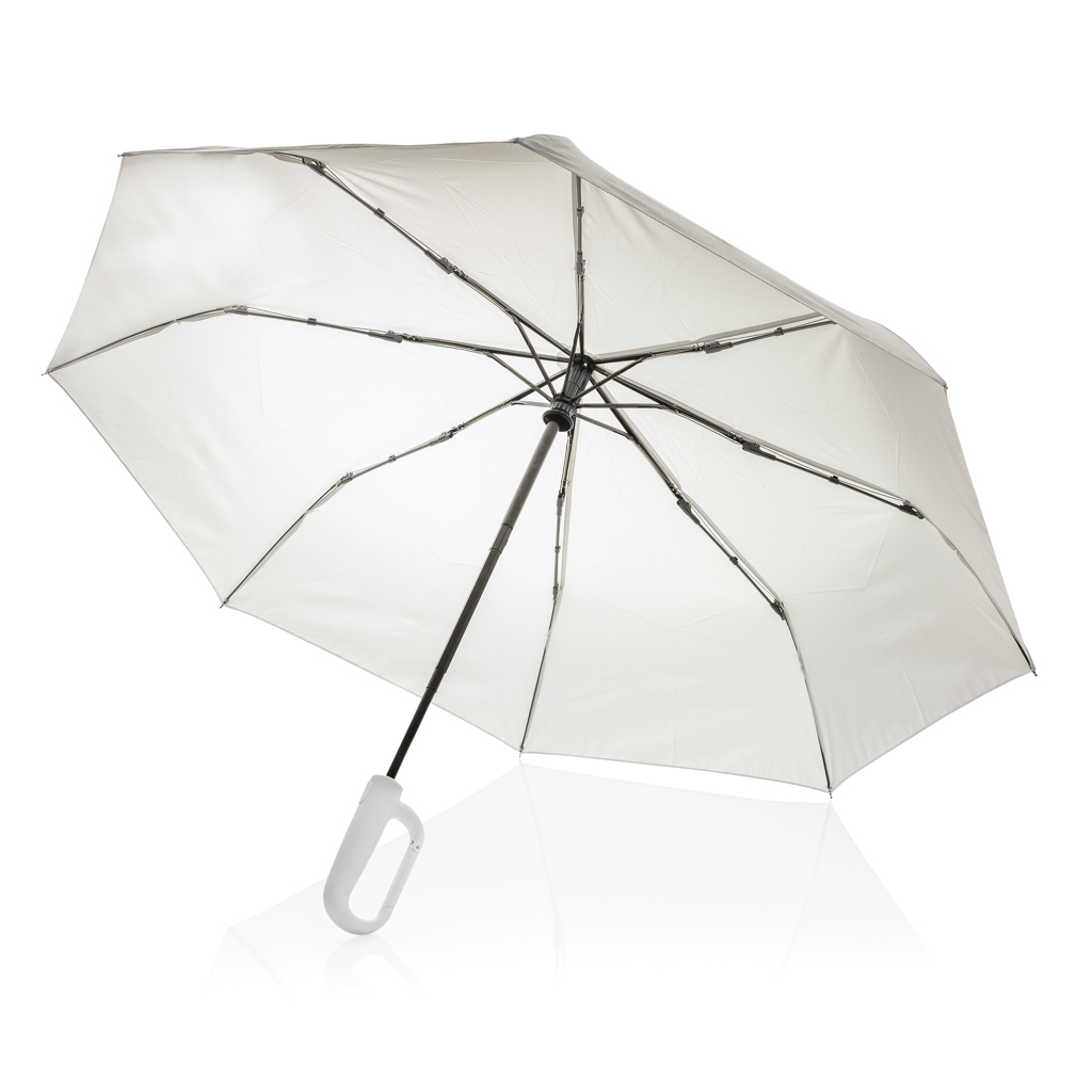 Yara 21“ AWARE™ rPET Regenschirm mit Karabiner, beige