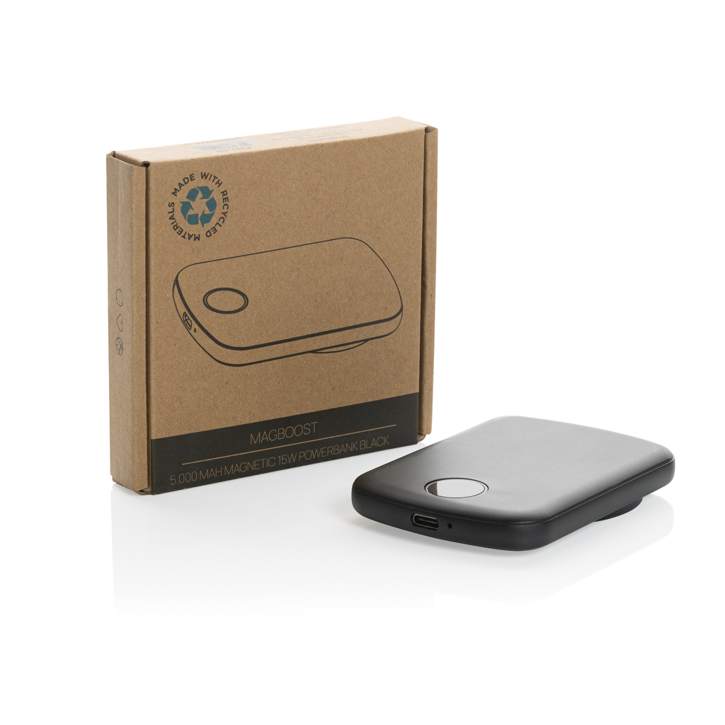 MagBoost 5.000mAh magnetische Powerbank aus RCS rec. Plastik, schwarz