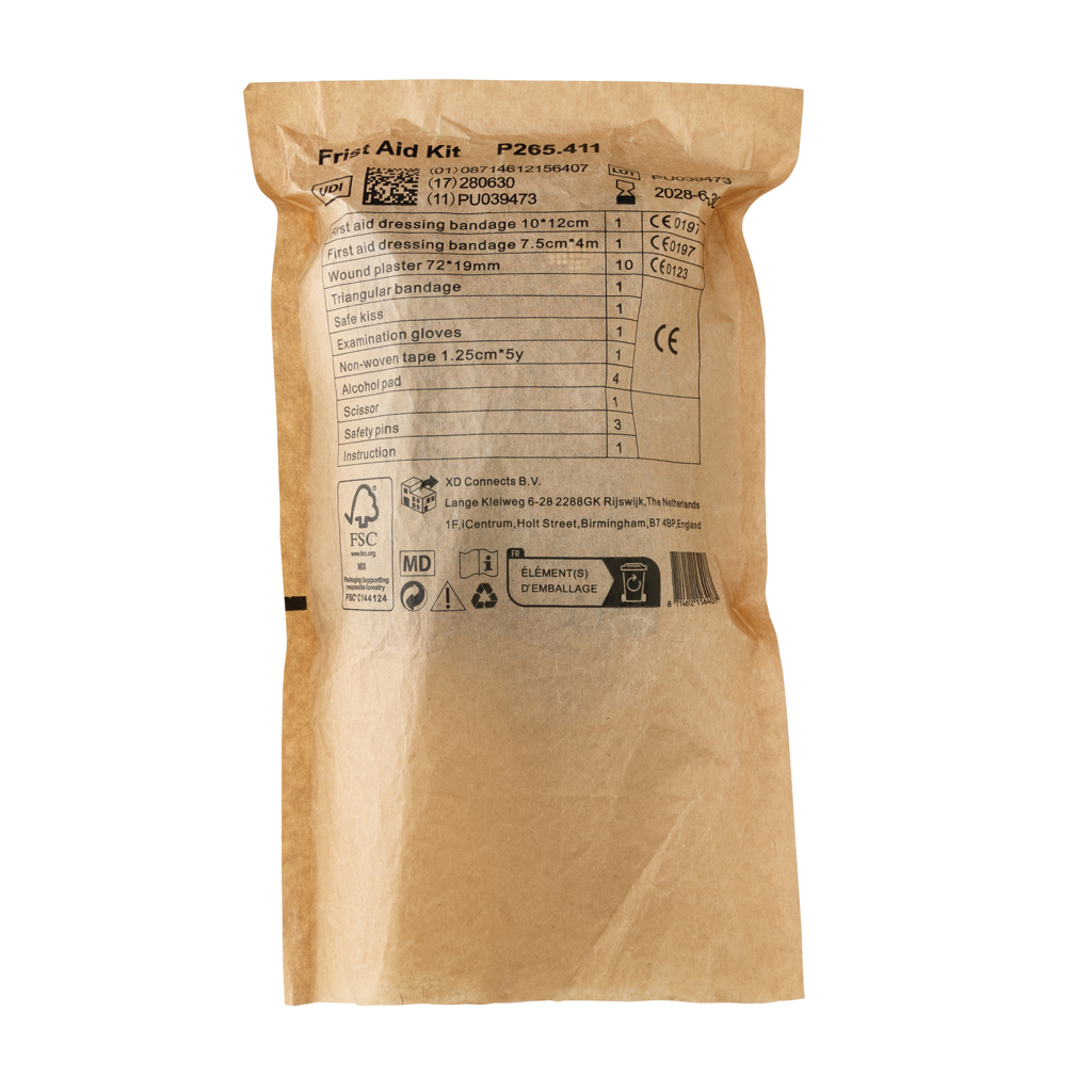 Erste-Hilfe-Set in RCS recycelter Nubuk-PU Tasche, schwarz