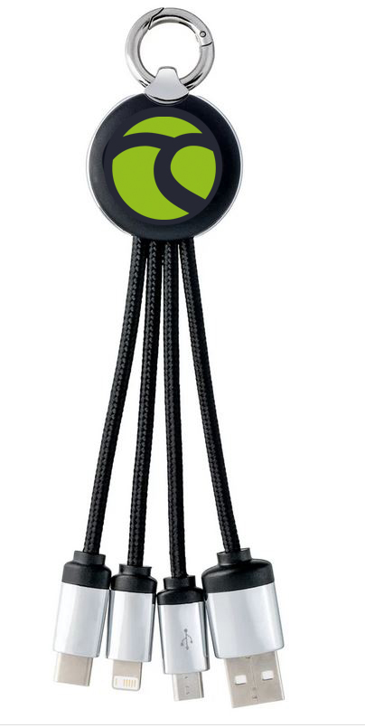 3-in-1 Ladekabel mit grüner Beleuchtung