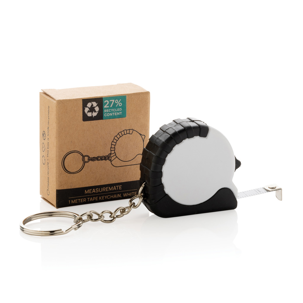 MeasureMate 1m Schlüsselband aus RCS recyceltem ABS, weiß