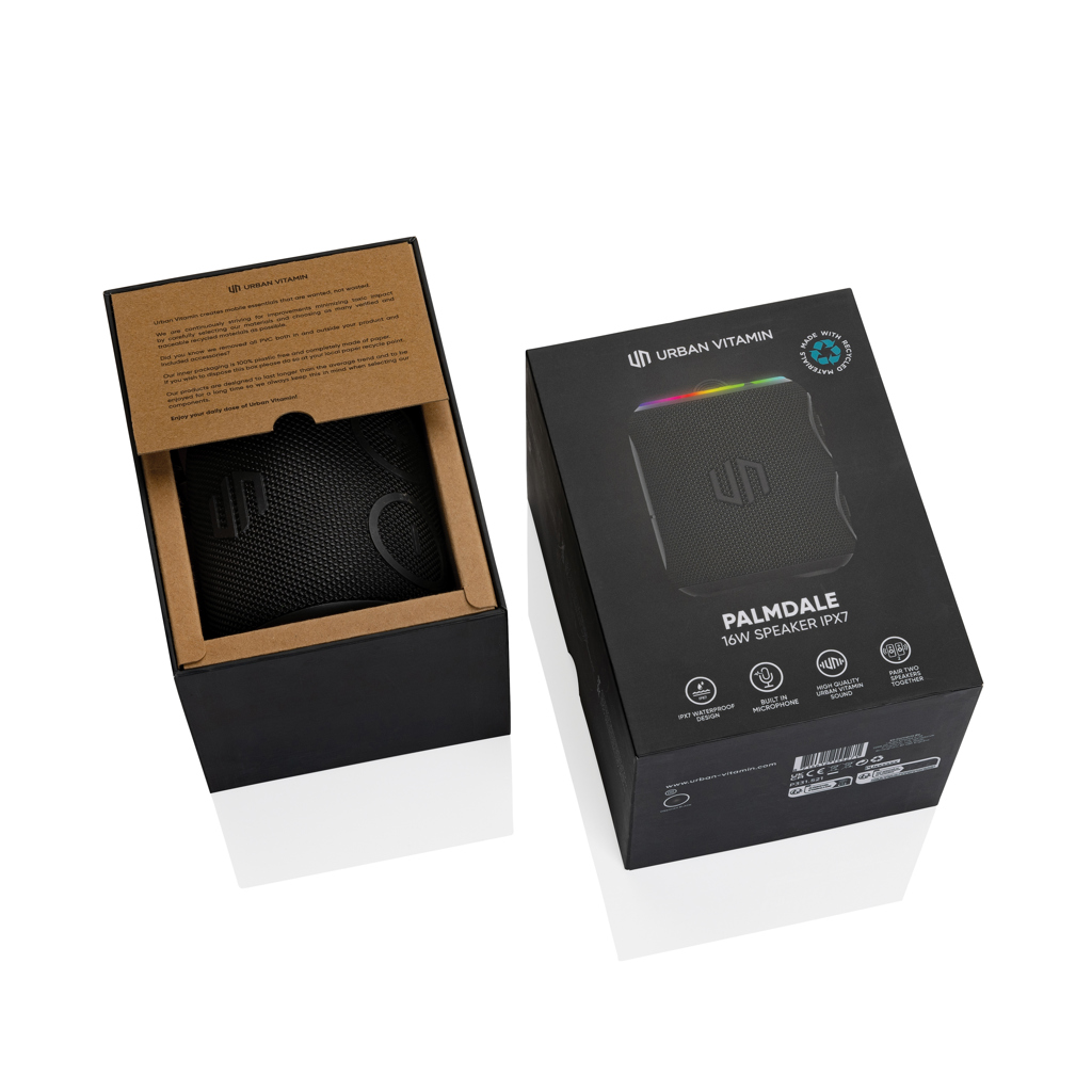 Urban Vitamin Palmdale 16W IPX 7 Speaker aus RCS rPlastik, schwarz
