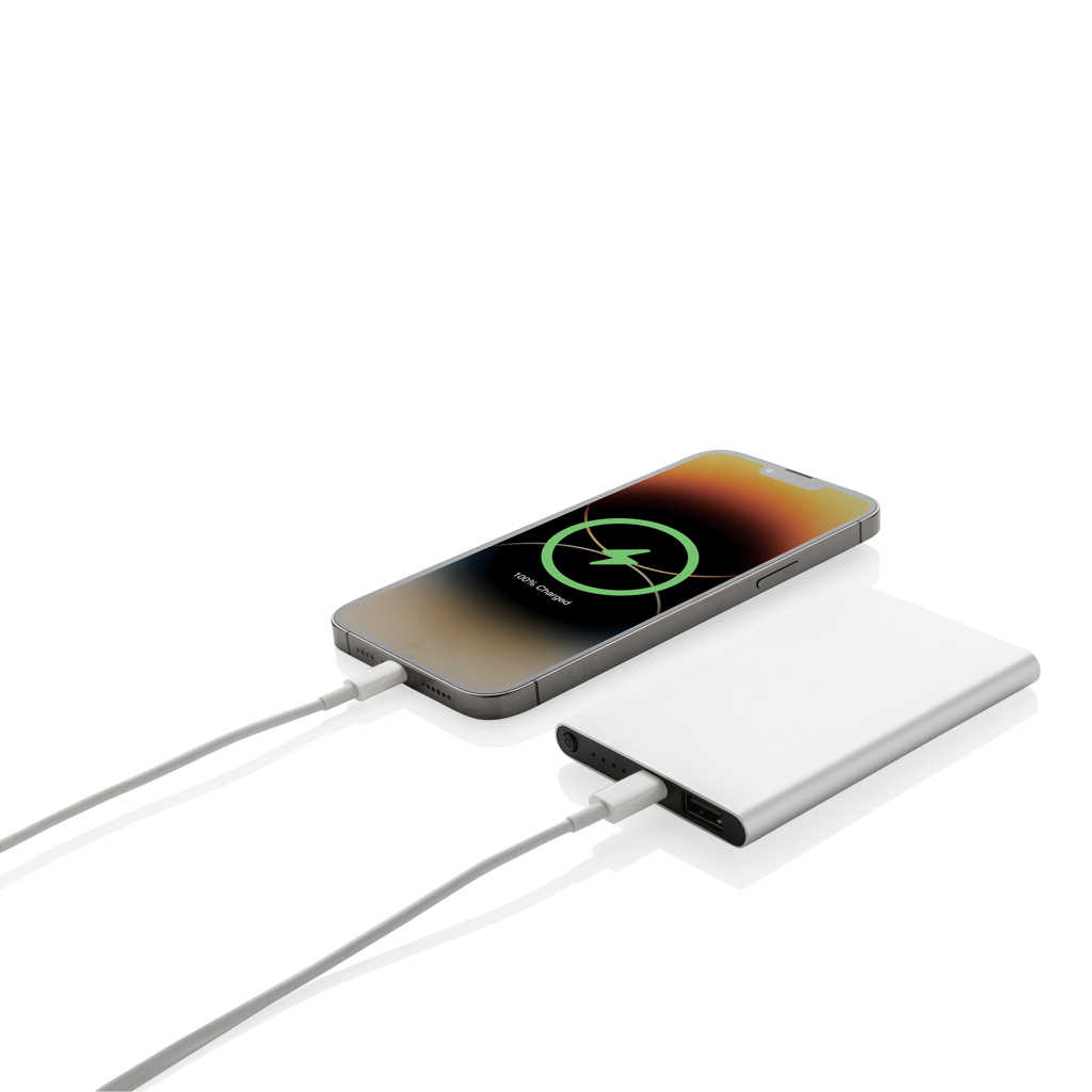 4.000mAh Type-C Powerbank aus RCS recyeltem ABS & Aluminium, silber
