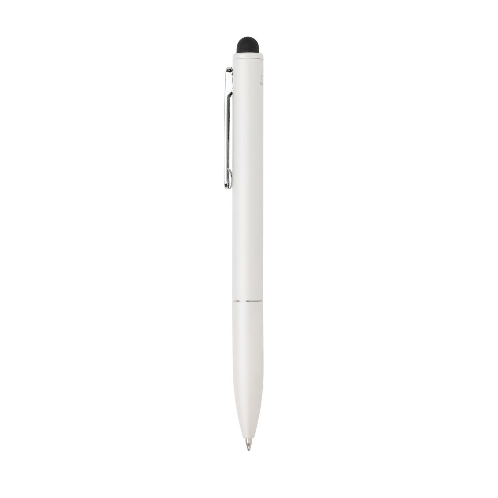 Kymi Stift mit Stylus aus RCS recyceltem Aluminum, weiß