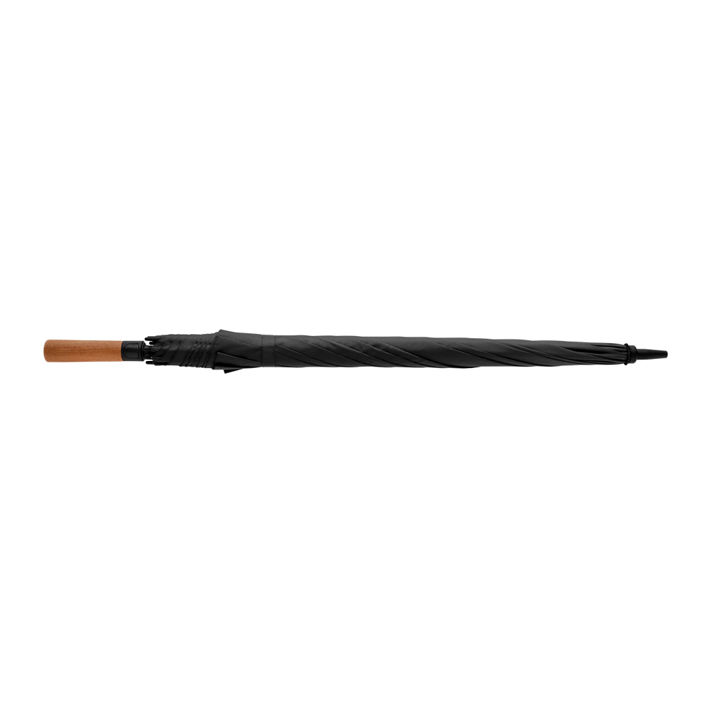 Tony Aware™ RPET 30` Schirm mit auto. Öffnung & Akaziengriff, schwarz