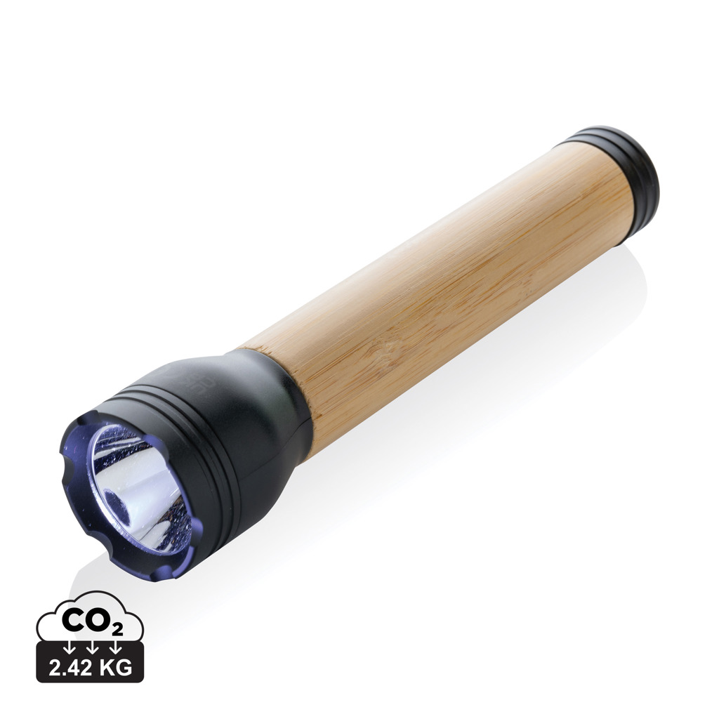 Lucid 5W Taschenlampe aus RCS recyceltem Kunststoff & Bambus, schwarz