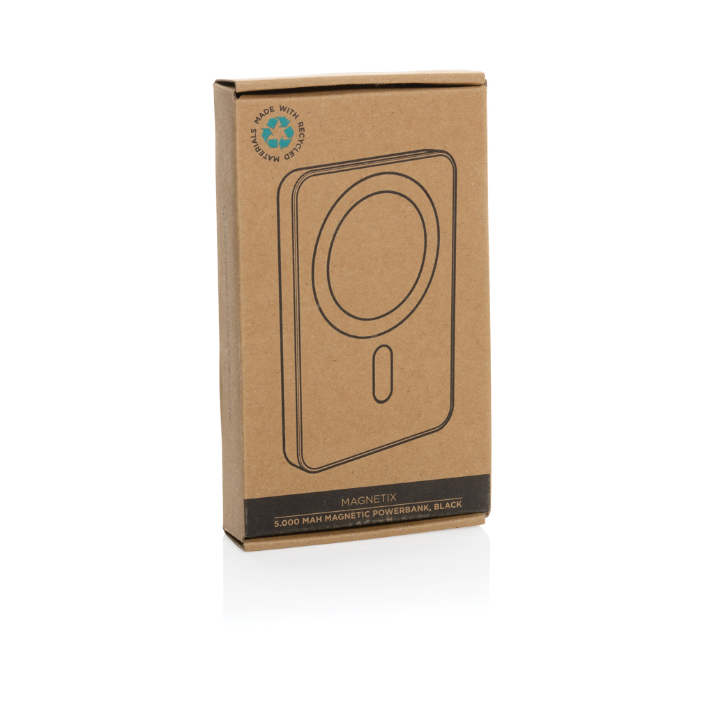 Magnetix 5.000mAh magnetische Powerbank aus RCS recycel. ABS, schwarz