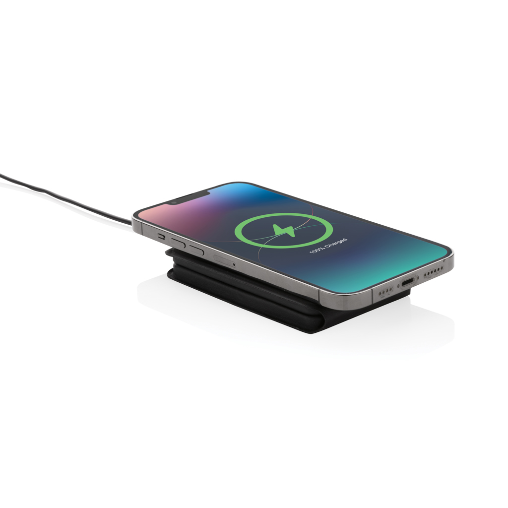 Swiss Peak 15W 3-in-1 magnetischer Wireles Charger aus rPU, schwarz