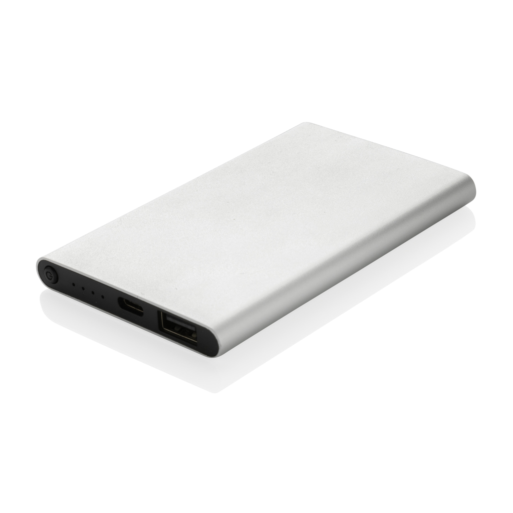 4.000mAh Type-C Powerbank aus RCS recyeltem ABS & Aluminium, silber