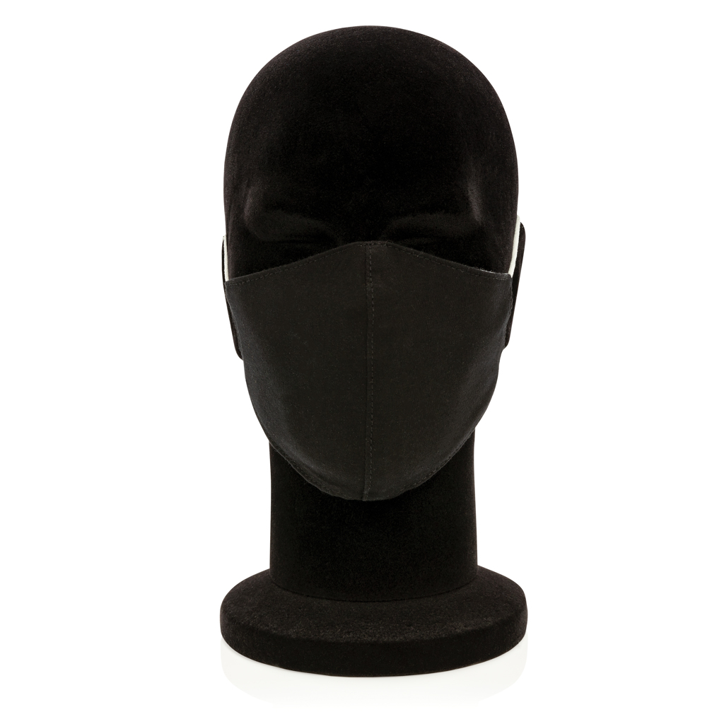 Wiederverwendbare 2-lagige Baumwoll-Gesichtsmaske, schwarz