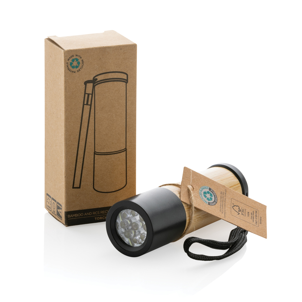 Bambus- und RCS-Recyclingplastiktaschenlampe, braun