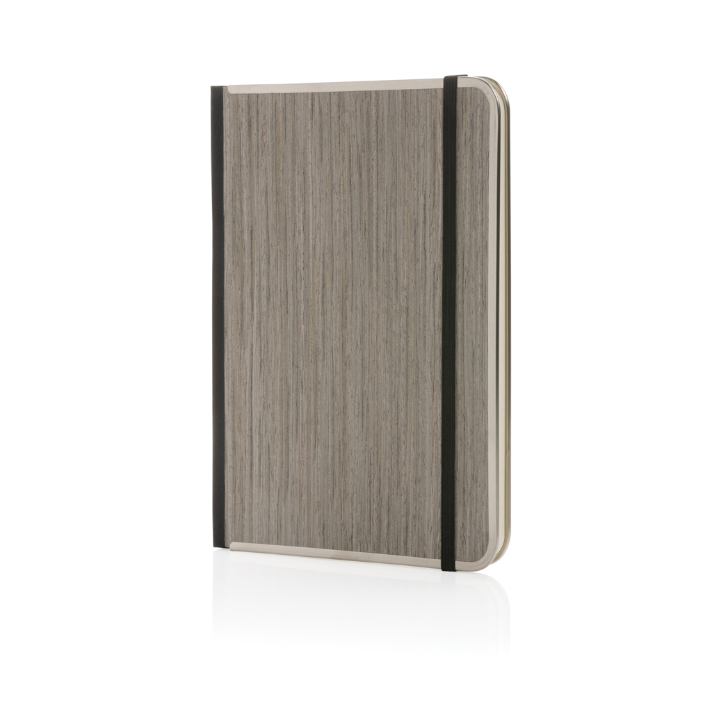Treeline A5 Deluxe Notizbuch mit Holzeinband, grau