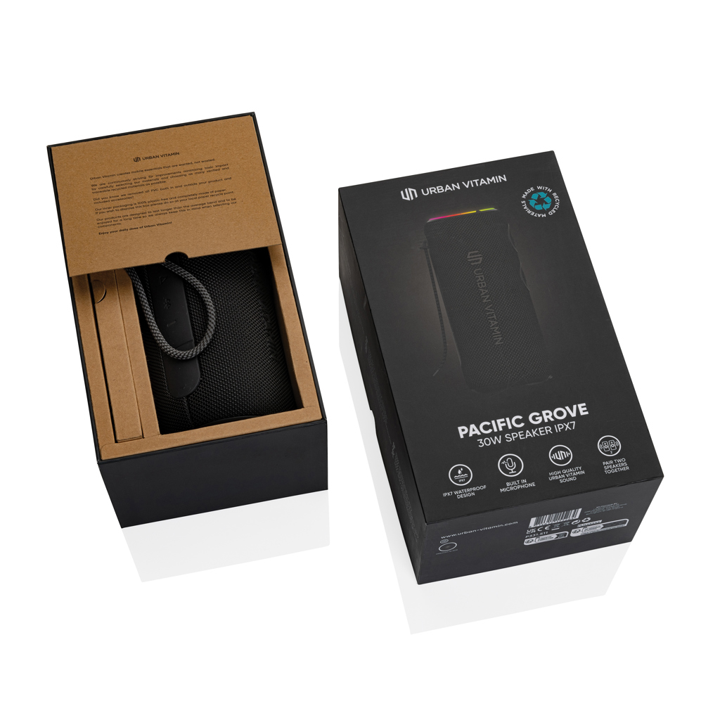 Urban Vitamin Pacific Grove 30W IPX7 Speaker aus RCS Plastik, schwarz