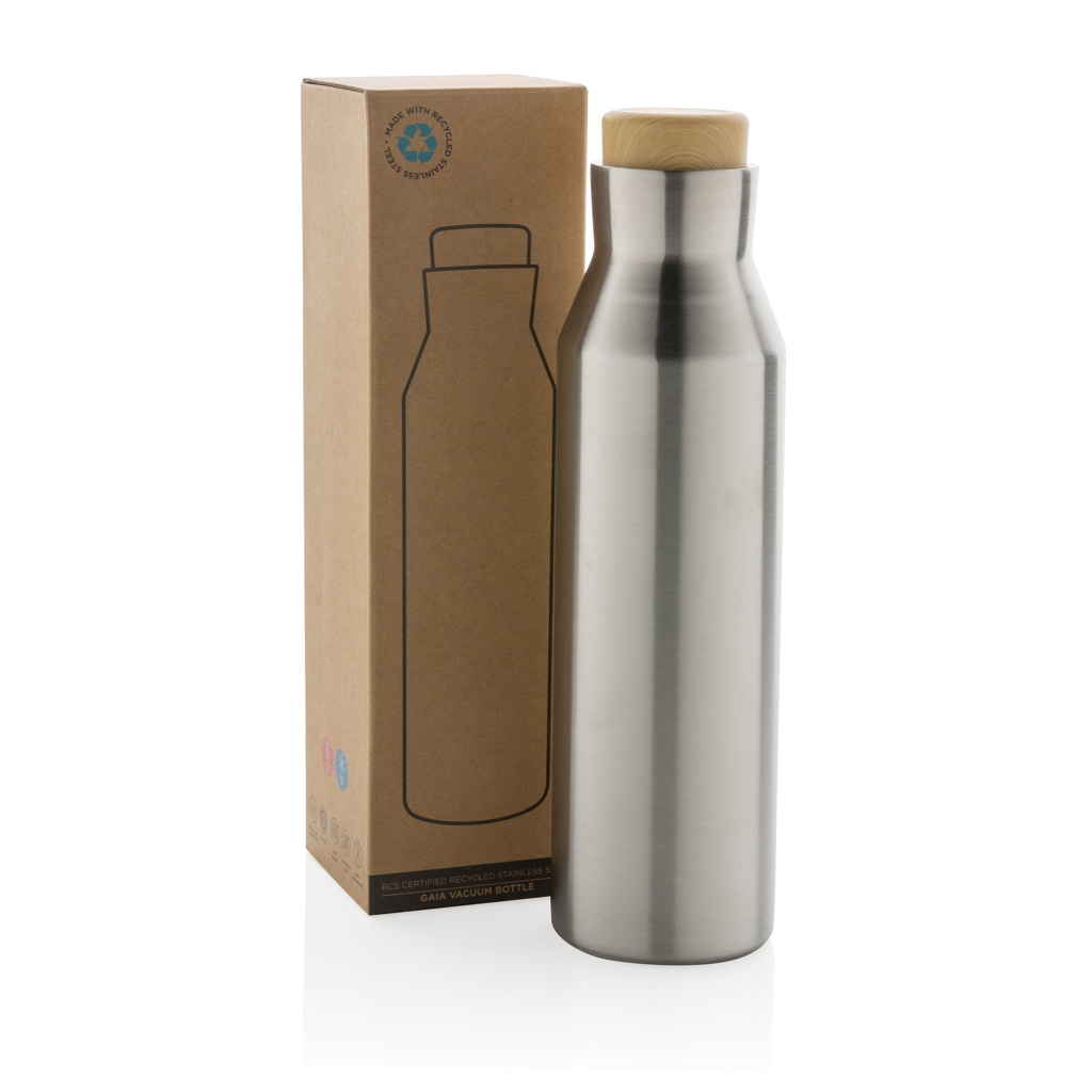 Gaia Vakuumflasche aus RCS recyceltem Stainless-Steel, silber