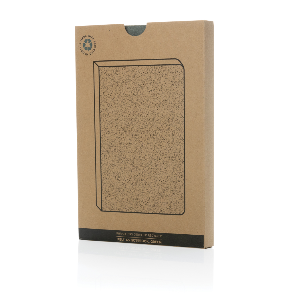 Phrase GRS-zertifiziertes A5-Notizbuch aus recyceltem Filz, grün