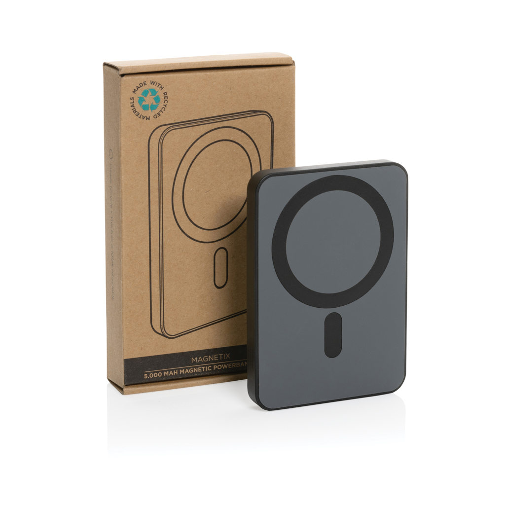 Magnetix 5.000mAh magnetische Powerbank aus RCS recycel. ABS, schwarz