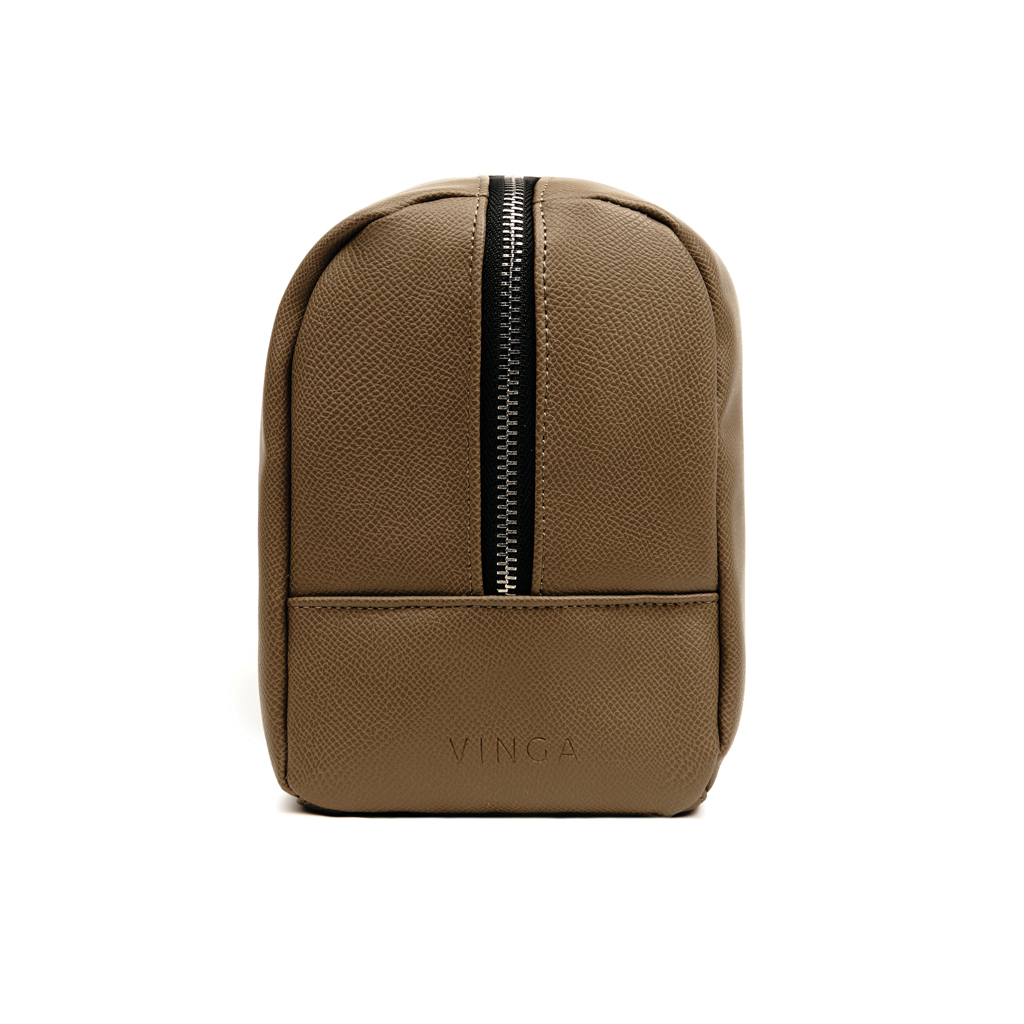 VINGA Bermond Kulturtasche aus RCS recyceltem PU, braun