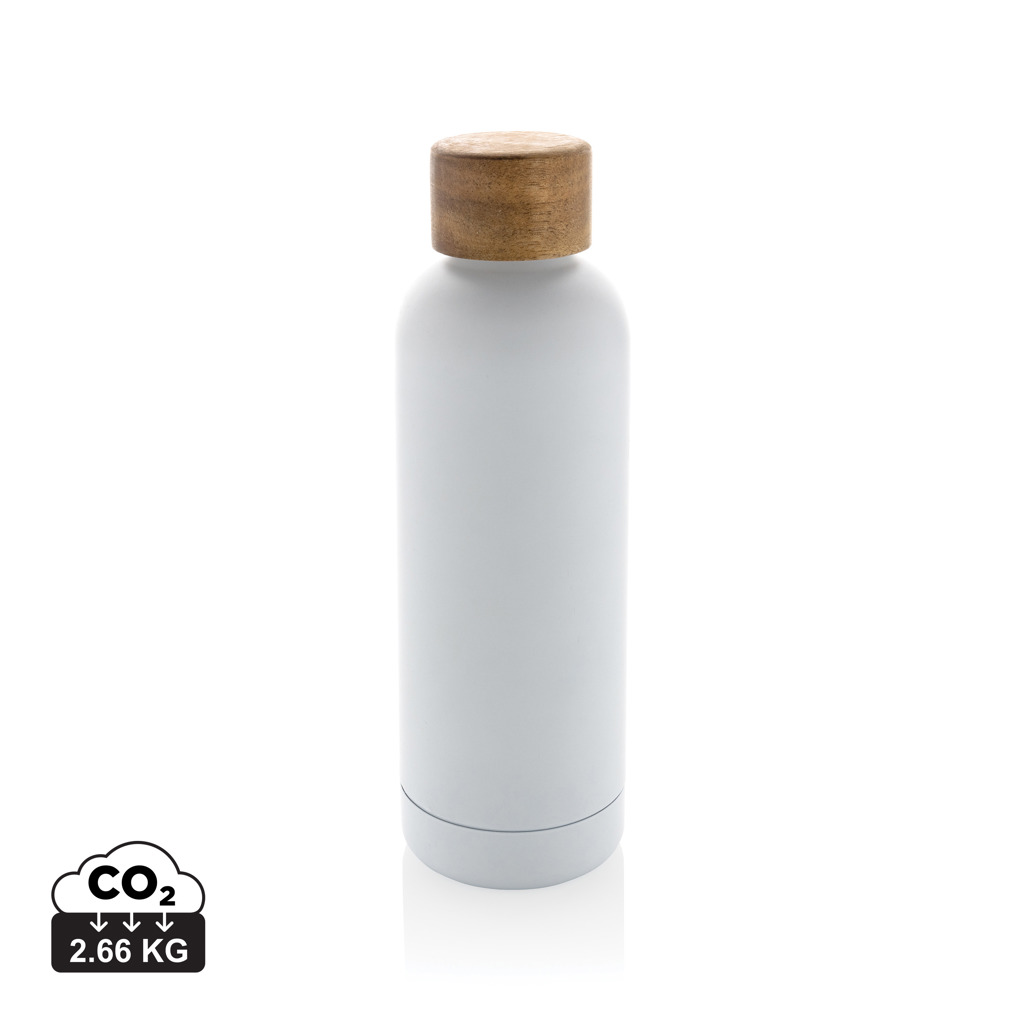 Wood Vakuumflasche aus RCS recyceltem Stainless-Steel, weiß