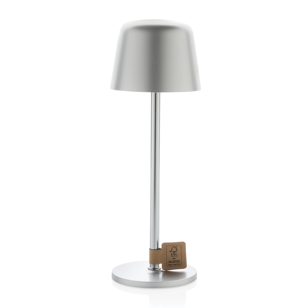Zenic USB Tischleuchte aus RCS recyceltem Kunststoff, silber