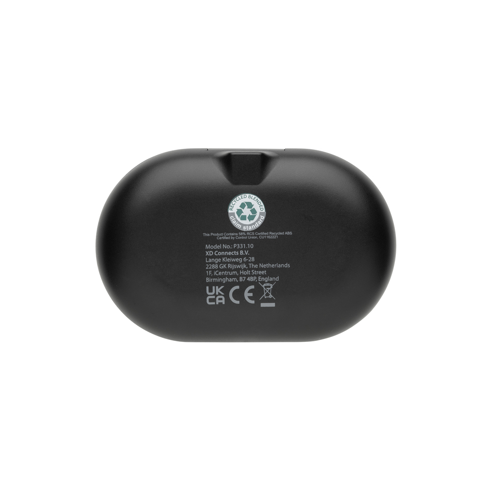 Fitsound TWS-Ohrhörer aus RCS recyceltem Kunststoff, schwarz