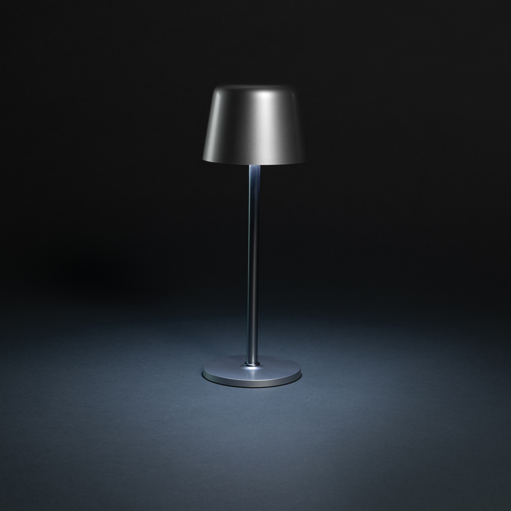 Zenic USB Tischleuchte aus RCS recyceltem Kunststoff, silber