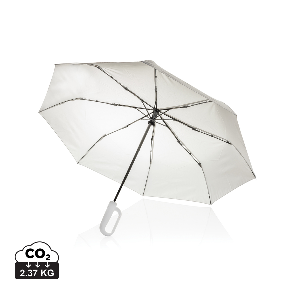 Yara 21“ AWARE™ rPET Regenschirm mit Karabiner, beige