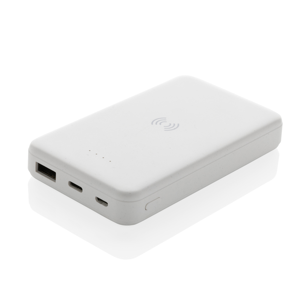 5.000mAh 5W Wireless Powerbank aus RCS recyceltem Kunststoff, weiß