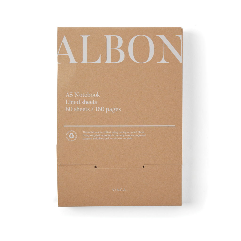VINGA Albon A5-Notizbuch aus GRS recyceltem Filz, grau