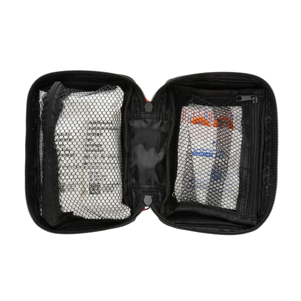 Erste-Hilfe-Set in RCS recycelter Nubuk-PU Tasche, schwarz