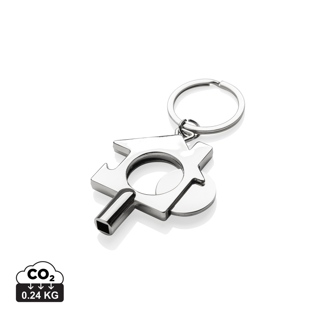 3-in-1 Schlüsselring aus RCS rec. Zinklegierung, silber