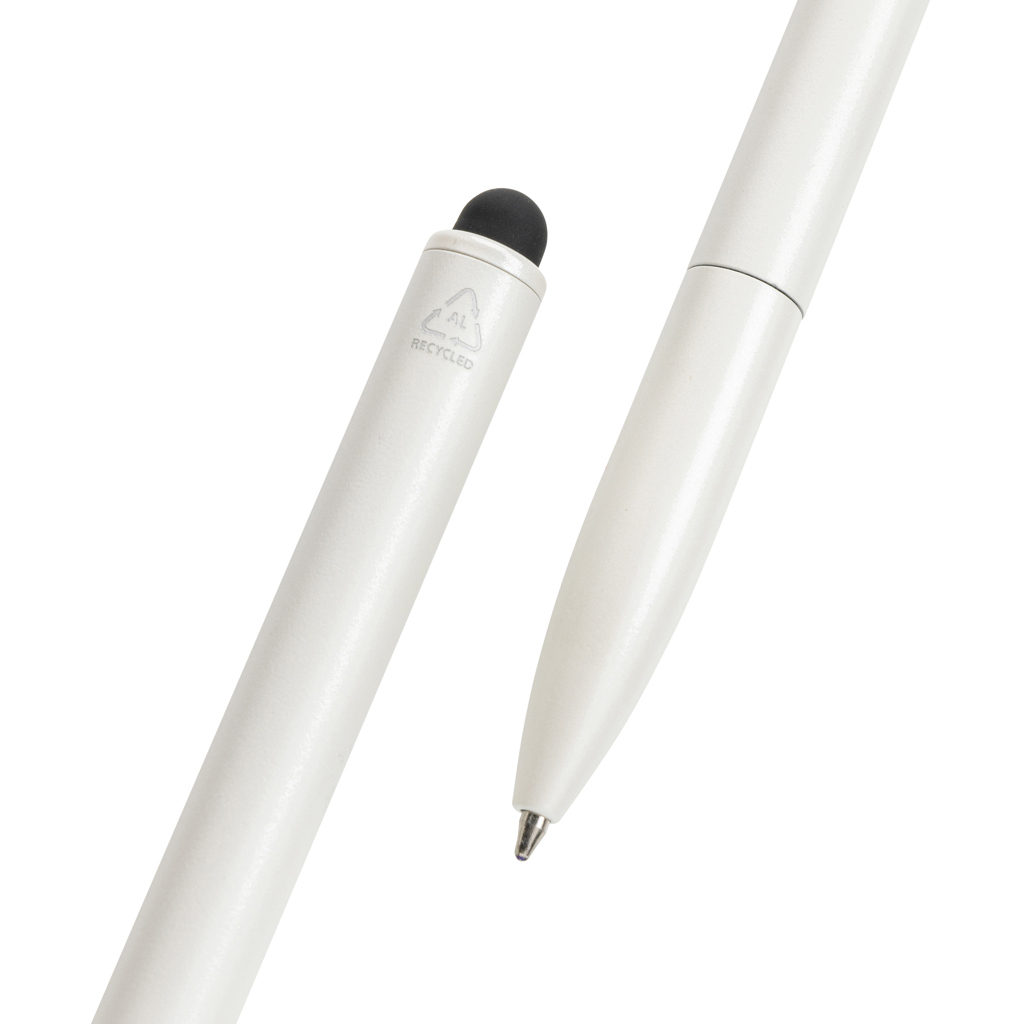 Kymi Stift mit Stylus aus RCS recyceltem Aluminum, weiß