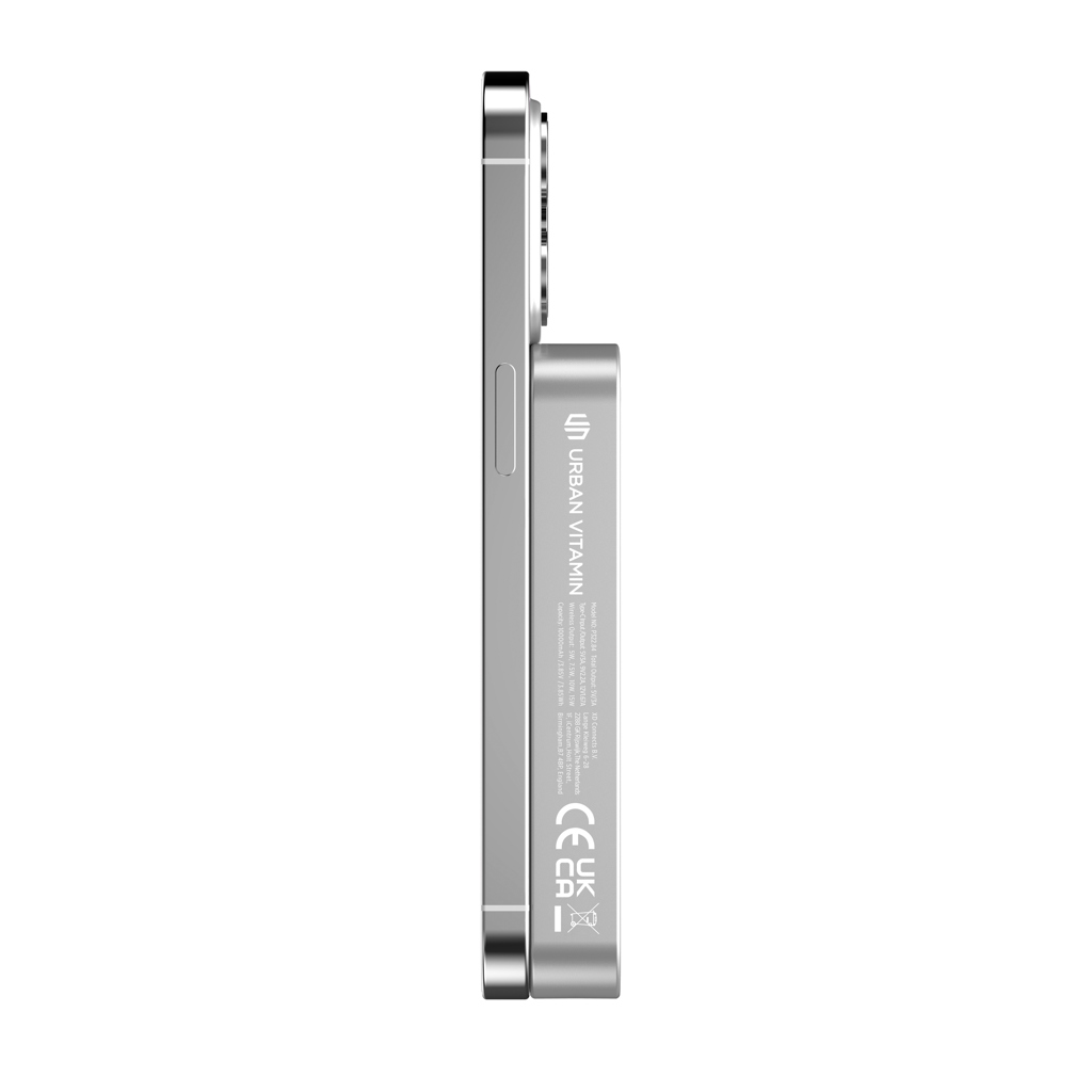 Urban Vitamin Compton 10000mAh Powerbank aus RCS Plastik/Alu, silber