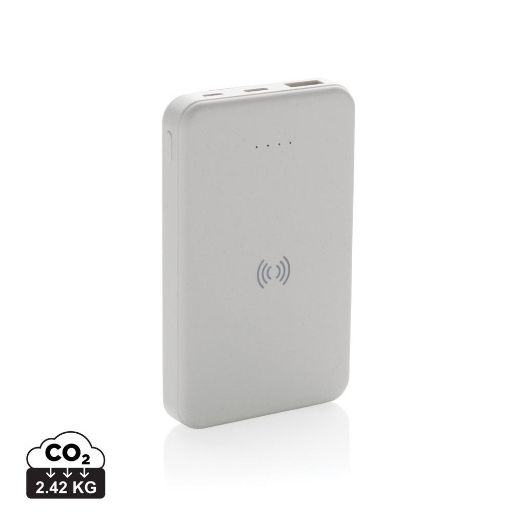 5.000mAh 5W Wireless Powerbank aus RCS recyceltem Kunststoff, weiß