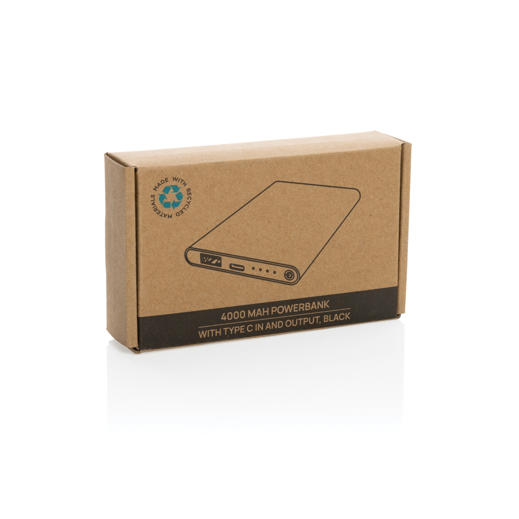 4.000mAh Type-C Powerbank aus RCS recyeltem ABS & Aluminium, schwarz