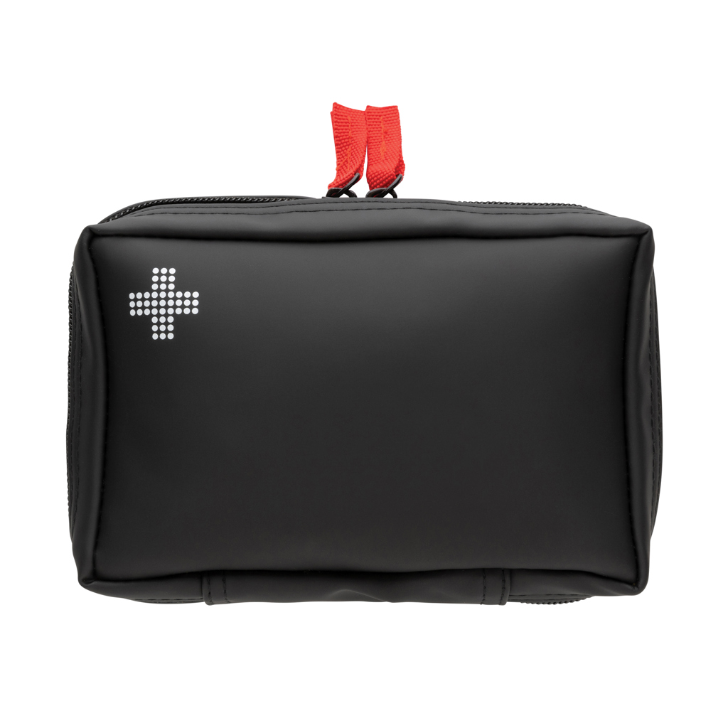 Erste-Hilfe-Set in RCS recycelter Nubuk-PU Tasche, schwarz