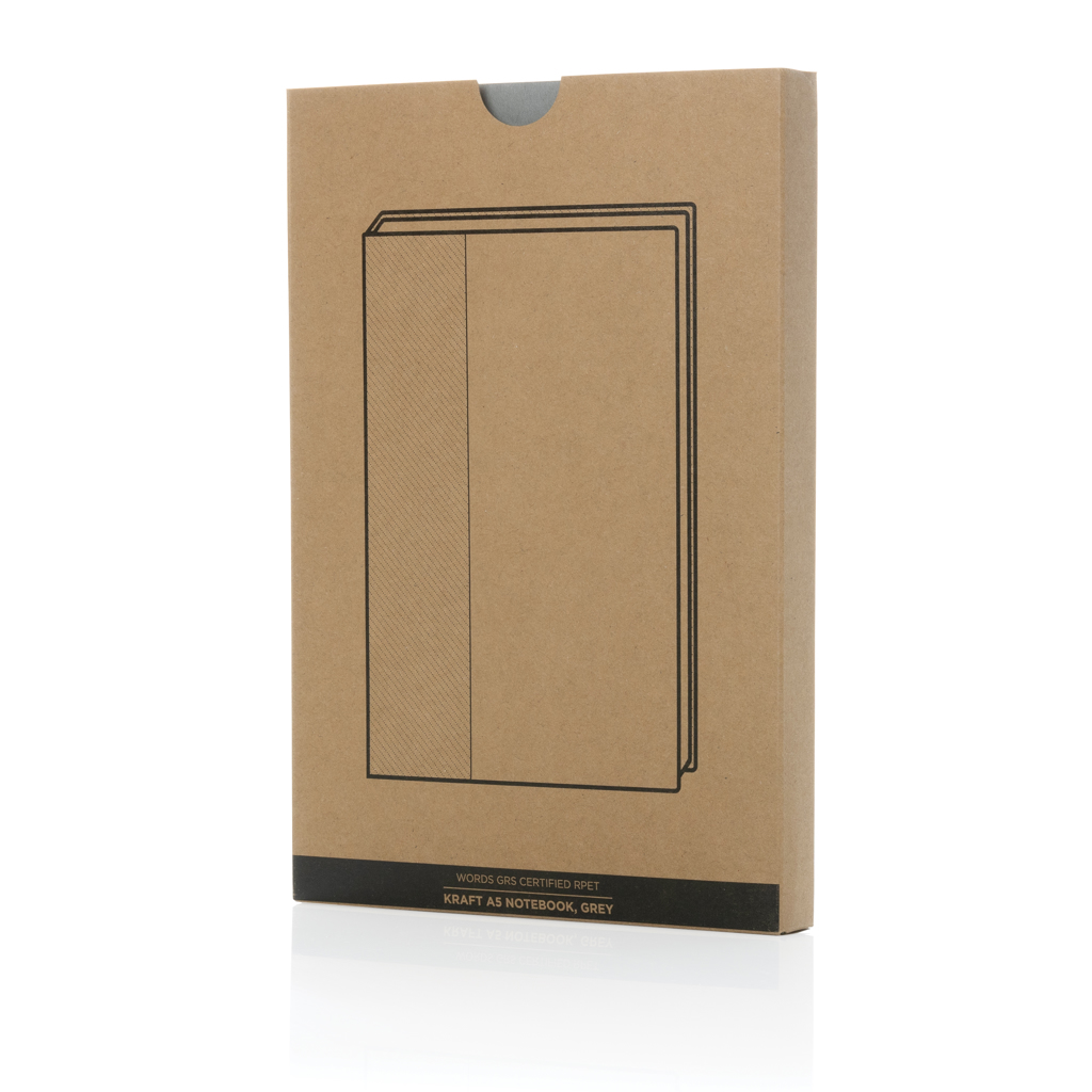Words GRS zertifiziertes RPET & Kraft Notizbuch A5, grau