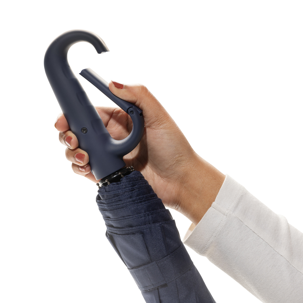 Yara 21“ AWARE™ rPET Regenschirm mit Karabiner, navy blau