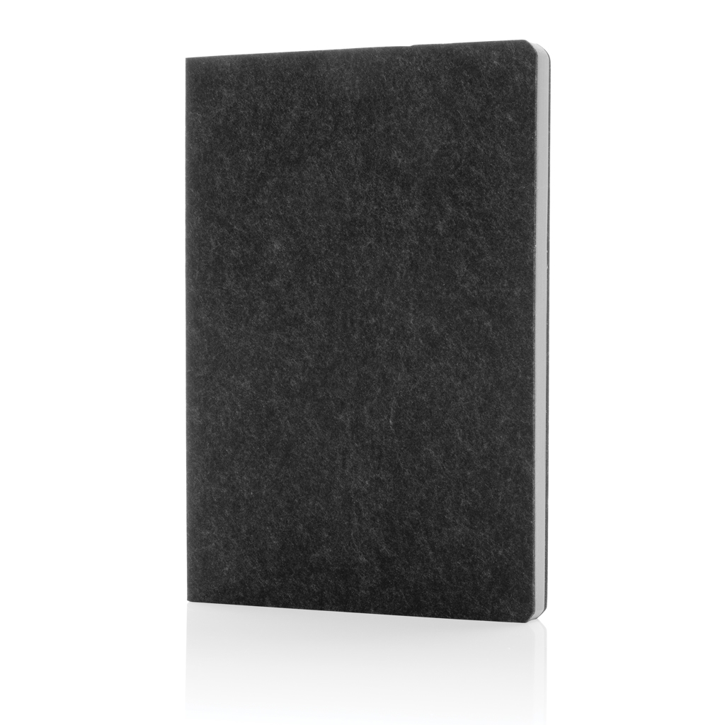 Phrase GRS-zertifiziertes A5-Notizbuch aus recyceltem Filz, schwarz