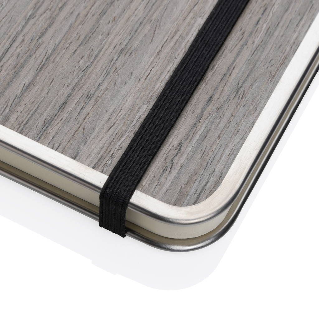 Treeline A5 Deluxe Notizbuch mit Holzeinband, grau