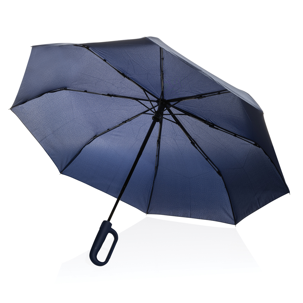 Yara 21“ AWARE™ rPET Regenschirm mit Karabiner, navy blau