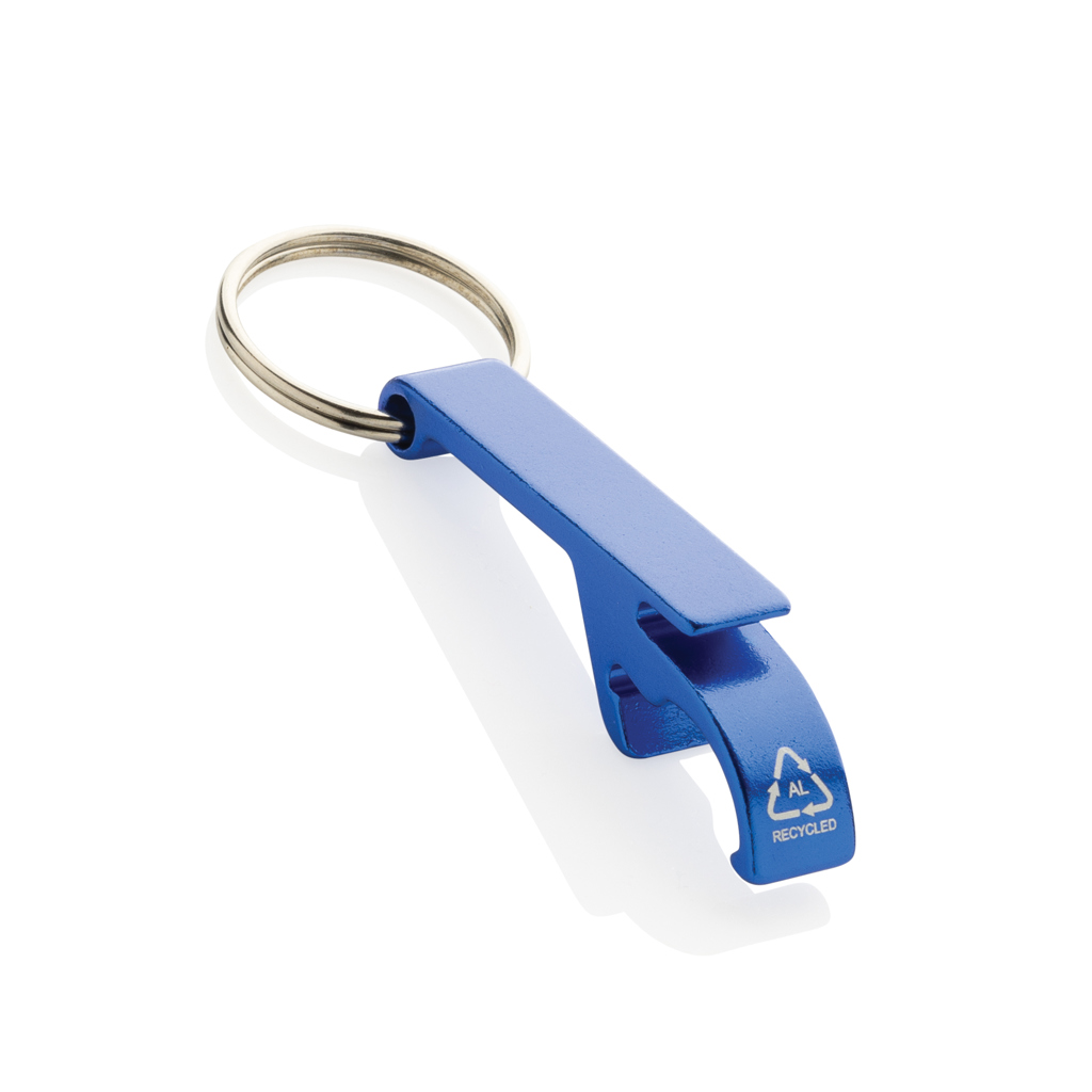 Flaschen- und Dosenöffner aus RCS recyceltem Aluminium, blau