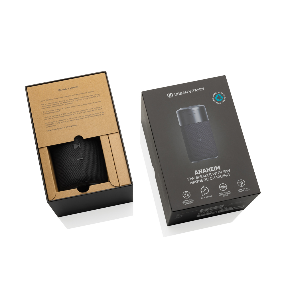 Urban Vitamin Anaheim RCS recycelter 10W Speaker,15W Charger, schwarz