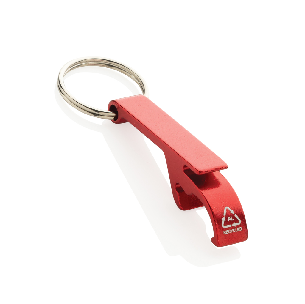 Flaschen- und Dosenöffner aus RCS recyceltem Aluminium, rot